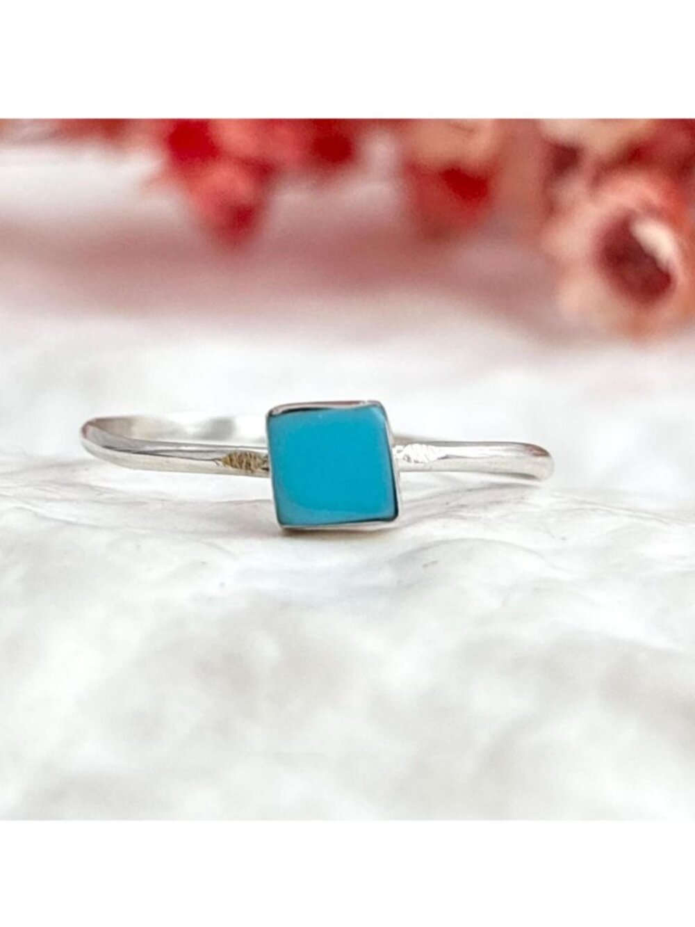 Zuni Angie Rosetta Turquoise Delicate Sterling Silver 925 Vintage Ring